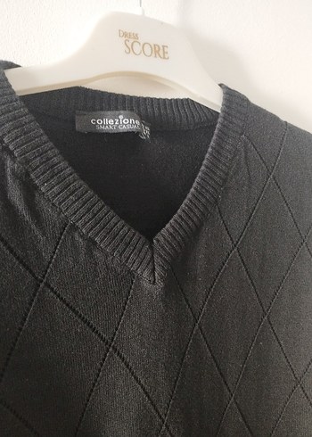 Siyah V Yaka Erkek Kazak - Görsel 3