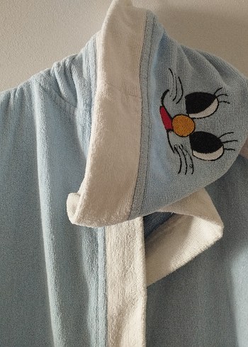 Kapüşonlu Erkek Çocuk Bornoz - Mavi - Görsel 3