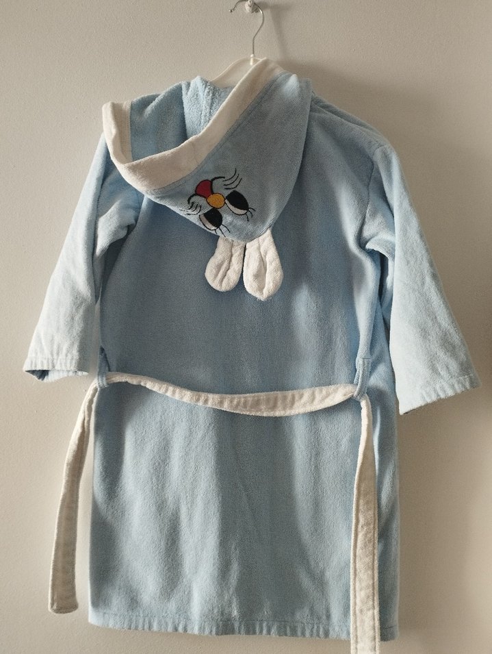 Kapüşonlu Erkek Çocuk Bornoz - Mavi - Görsel 2