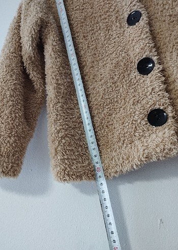 Kapüşonlu Düğmeli camel renkli Kız Ceketi - Görsel 5