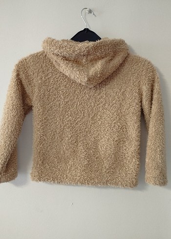 Kapüşonlu Düğmeli camel renkli Kız Ceketi - Görsel 3