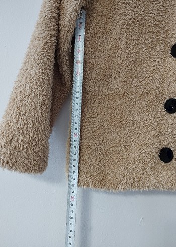 Kapüşonlu Düğmeli camel renkli Kız Ceketi - Görsel 7