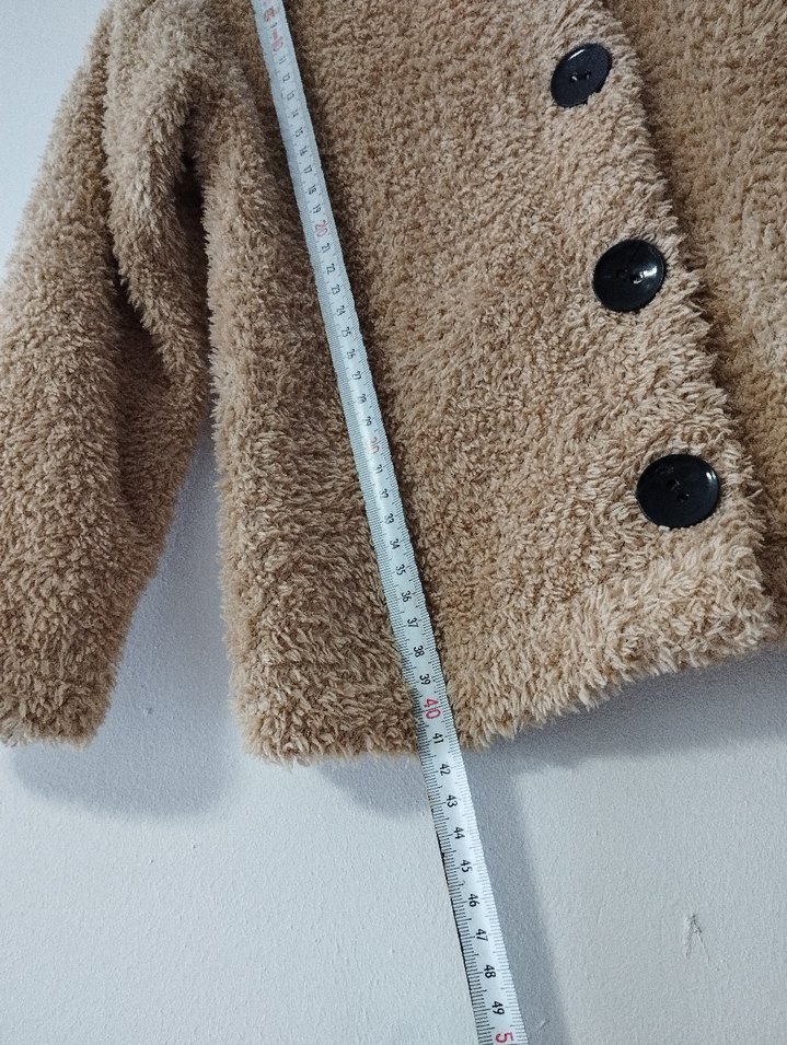 Kapüşonlu Düğmeli camel renkli Kız Ceketi - Görsel 5