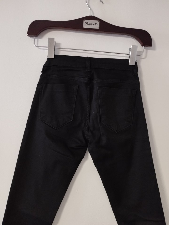 Siyah Dar Kesim  Kadın Kot Pantolon - Görsel 2