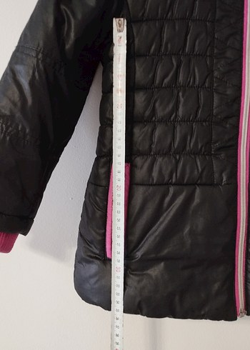 Kız Çocuk Siyah Mont, Pembe Kürk Kapüşonlu - Görsel 8