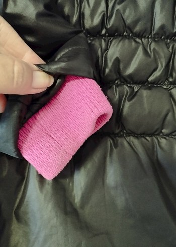 Kız Çocuk Siyah Mont, Pembe Kürk Kapüşonlu - Görsel 6