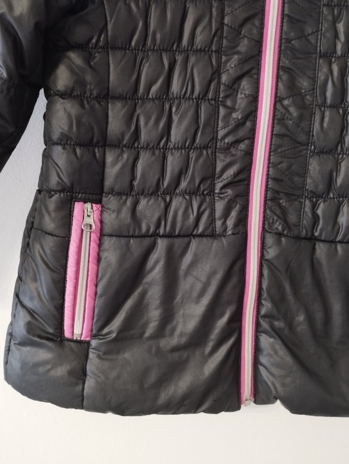 Kız Çocuk Siyah Mont, Pembe Kürk Kapüşonlu - Görsel 3