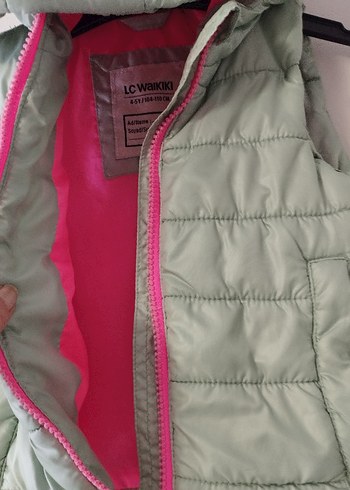 Kız Çocuk Kapüşonlu Fermuarlı su yeşili Yelek - Görsel 4