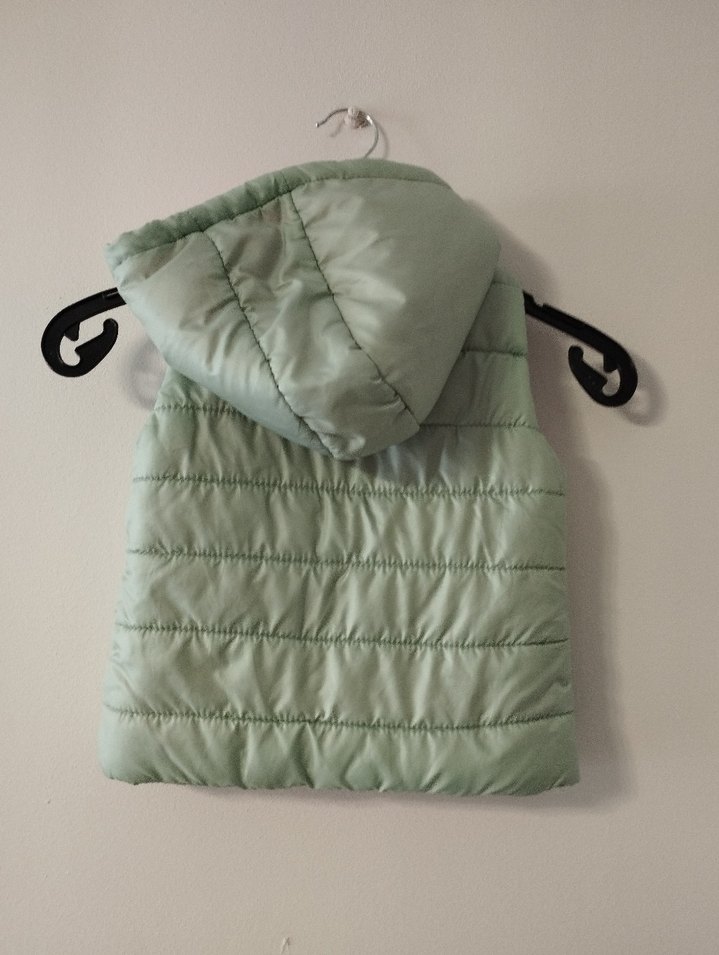 Kız Çocuk Kapüşonlu Fermuarlı su yeşili Yelek - Görsel 2