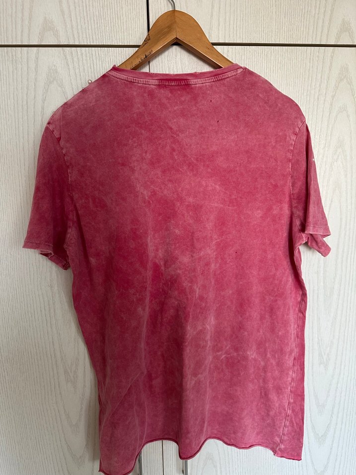 Pembe incili kısa kollu zara kadın tişört - Görsel 4