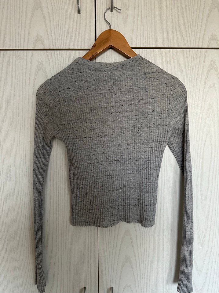 Gri Triko Kadın Uzun Kollu - Görsel 4