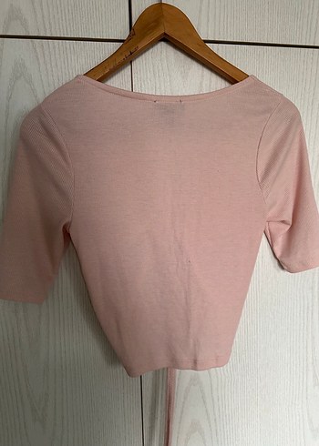 Pudra V Yaka pamuk Bluz - Görsel 3