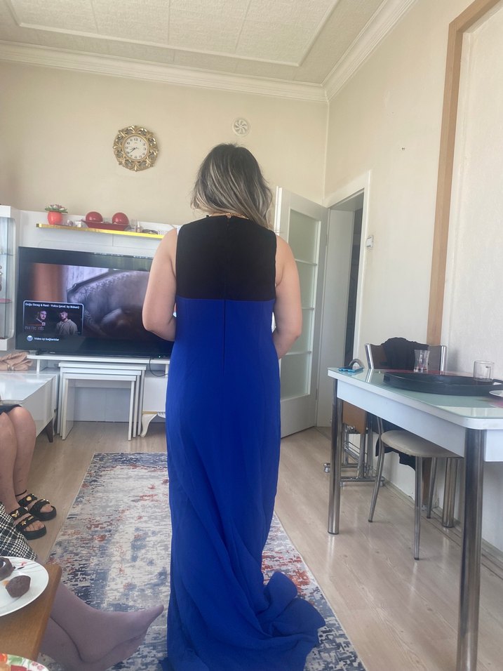 Mavi Uzun  Abiye Elbise - Görsel 4