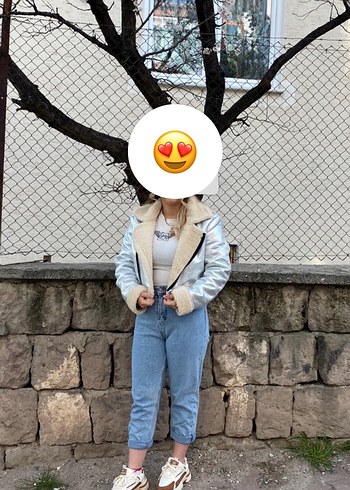 m Beden Gri Kadın Denim Midi Ceket