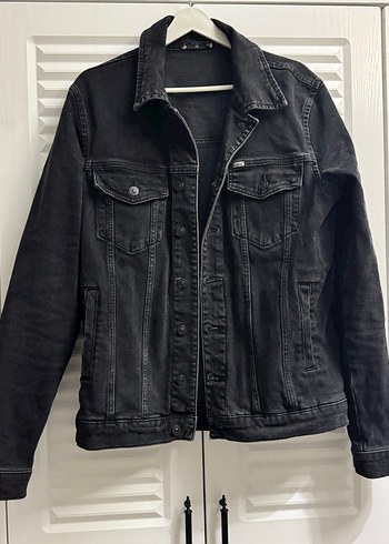 Siyah Düğmeli erkek Kot Ceket - Görsel 2