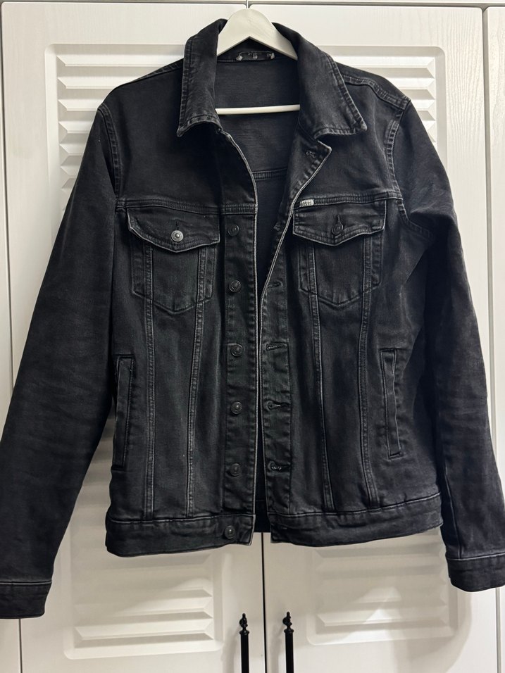 Siyah Düğmeli erkek Kot Ceket - Görsel 2