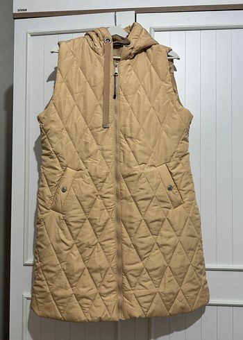 Bej Kapüşonlu Kadın Kolsuz Yelek - Görsel 2