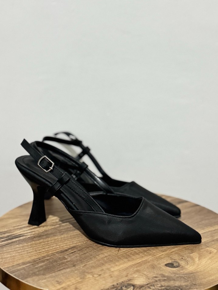 Siyah Tokalı Stiletto Kadın Ofis Ayakkabısı - Görsel 3
