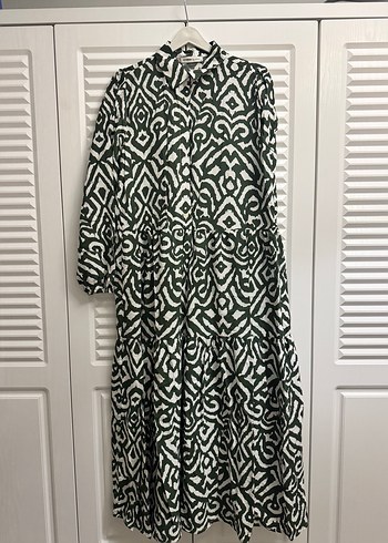 LC Waikiki Classic Yeşil Desenli Uzun Kollu elbise - Görsel 2