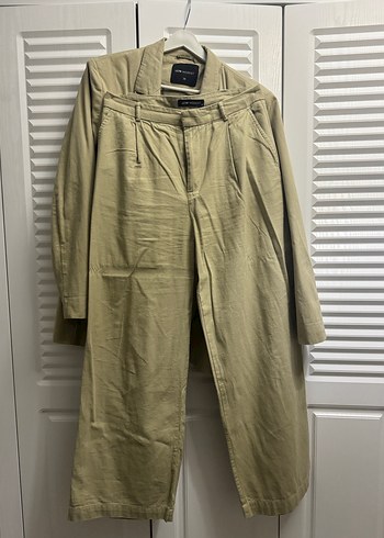 Bej Kadın Keten Ceket Düğmeli - Görsel 6