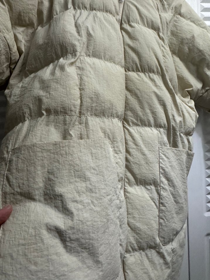 Bej Kadın Midi Keten Kışlık Mont - Görsel 4