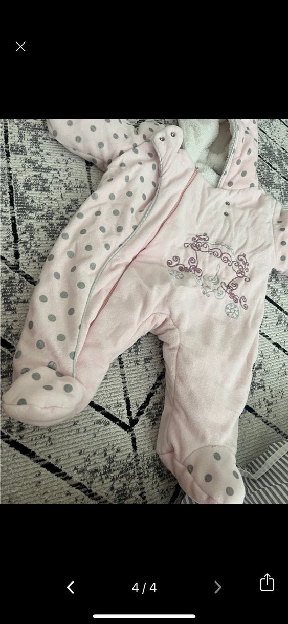 Nakışlı Kapüşonlu Pembe Bebek Tulumu - Görsel 2