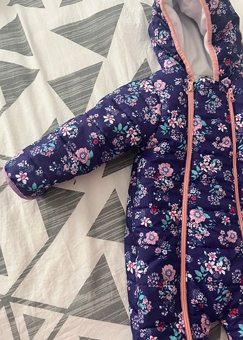 Kız Bebek Çiçekli Mor Kar Tulumu - Görsel 2