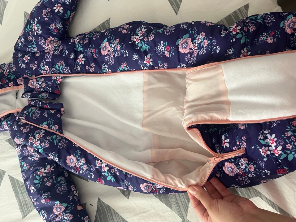 Kız Bebek Çiçekli Mor Kar Tulumu - Görsel 3