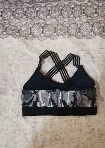 s Beden gri Renk Gri Kamuflaj Desenli Spor Sütyeni