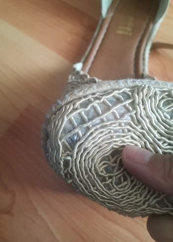 38 Beden Bej Yılan Desenli Bohem Dolgu Topuklu Sandalet