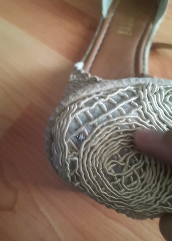 38 Beden camel Renk Bej Yılan Desenli Bohem Dolgu Topuklu Sandalet