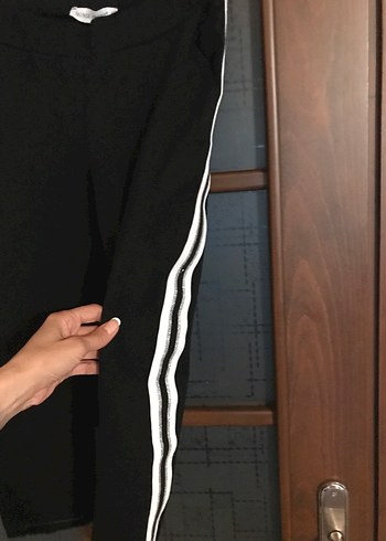 40 Beden Siyah Kot Kumaş Kemerli Kadın Pantolon