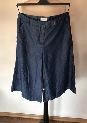 Kadın Lacivert Bel Detaylı Denim Bermuda Şort