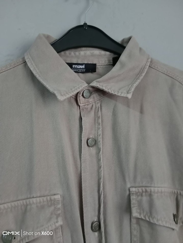 Bej Loose Fit Erkek Keten Gömlek - Görsel 3