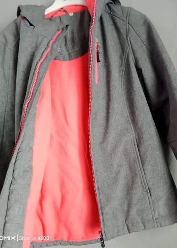 Gri Kapüşonlu Fermuarlı çocuk Ceket - Görsel 2