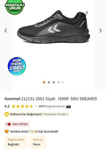 Siyah Hummel Erkek Spor Ayakkabı Velcro - Görsel 6