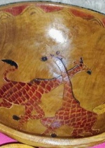 Parlak Kahverengi Zürafa Desenli Dekoratif meyvelik Büyük Tabak
