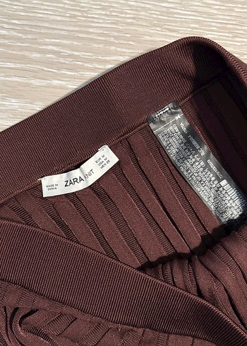 Kahverengi Pilili Uzun Kadın Etek - Görsel 2