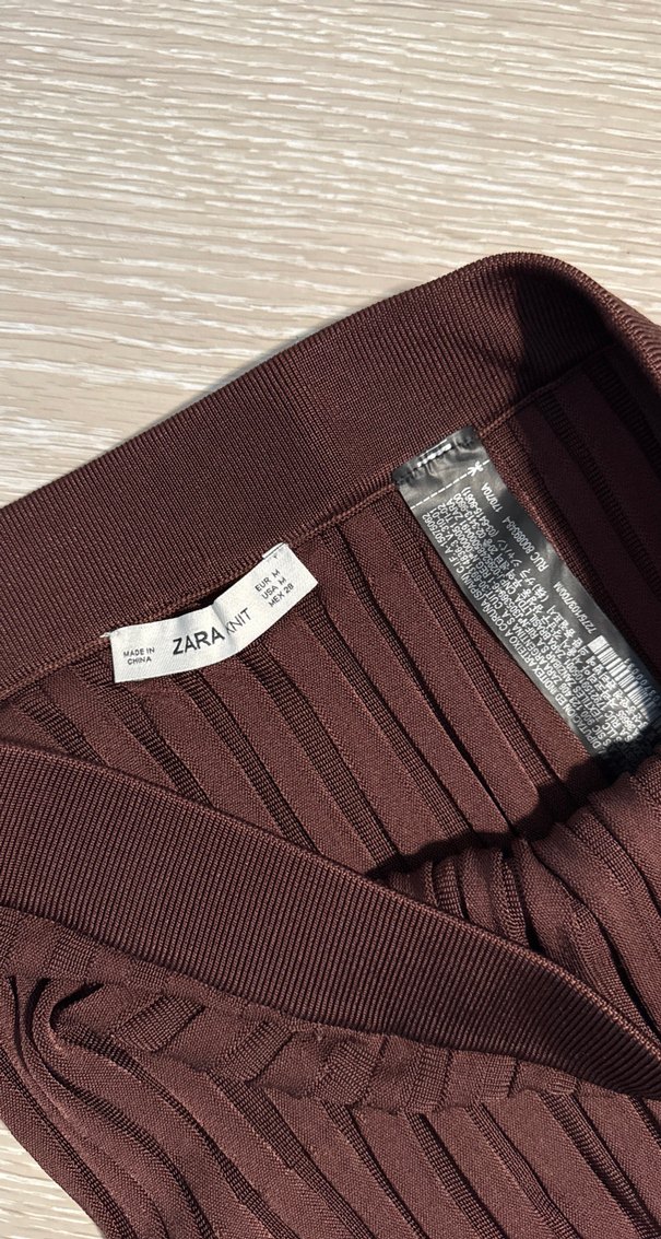 Kahverengi Pilili Uzun Kadın Etek - Görsel 2