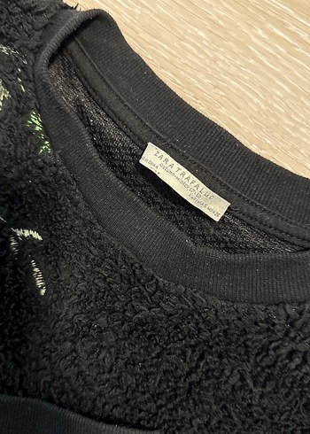 Çiçek Desenli Kadın Peluş Kazak - Görsel 3