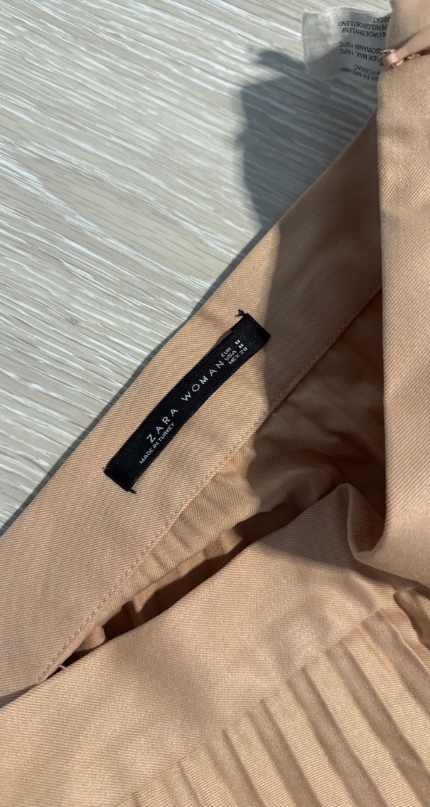 Bej Pilili Uzun Kadın Etek - Görsel 2