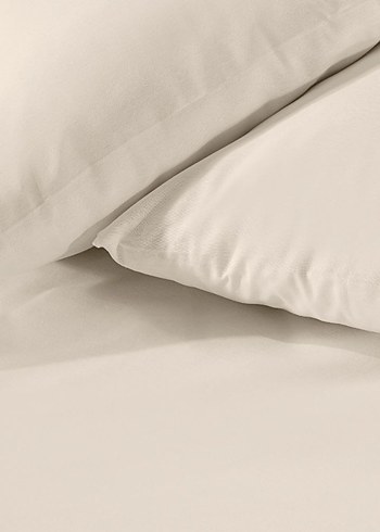 Krem Düz Pamuklu Çarşaf Takımı - Görsel 3