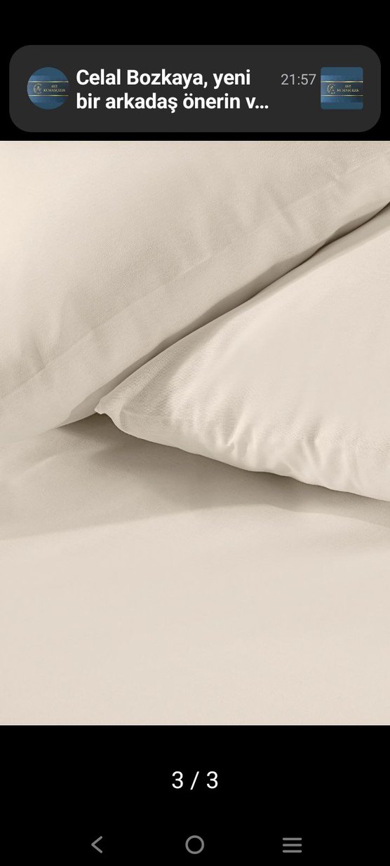 Krem Düz Pamuklu Çarşaf Takımı - Görsel 3