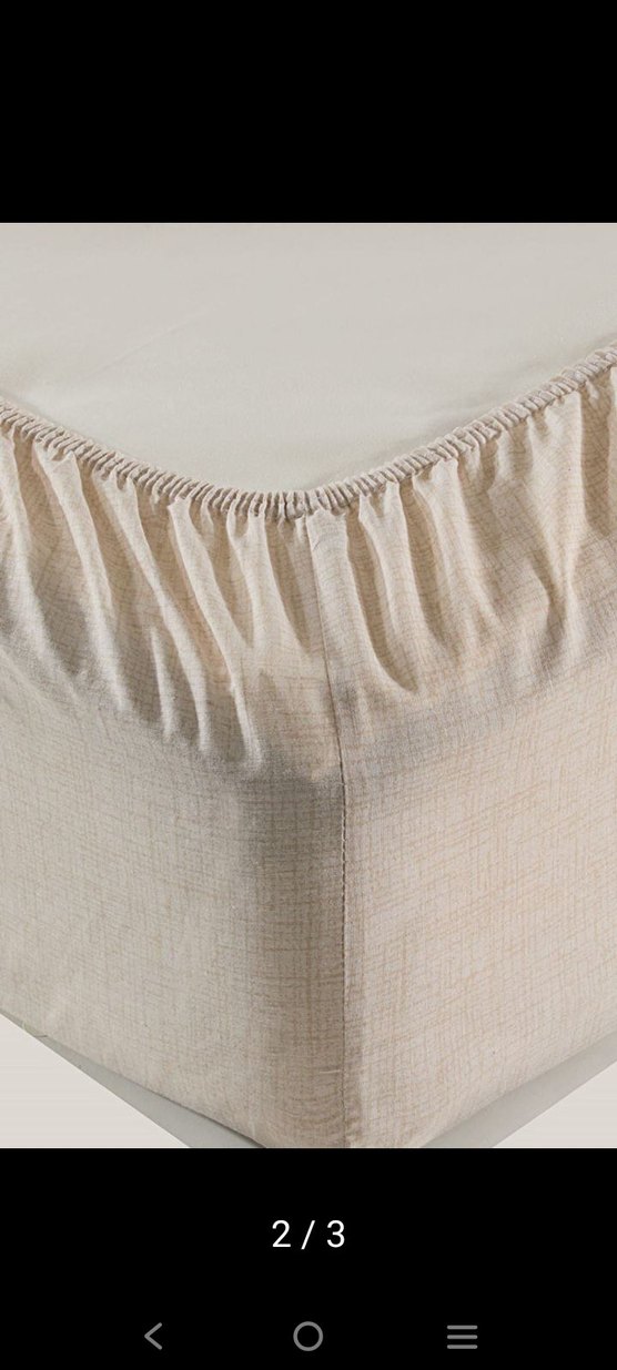 Krem Düz Pamuklu Çarşaf Takımı - Görsel 2