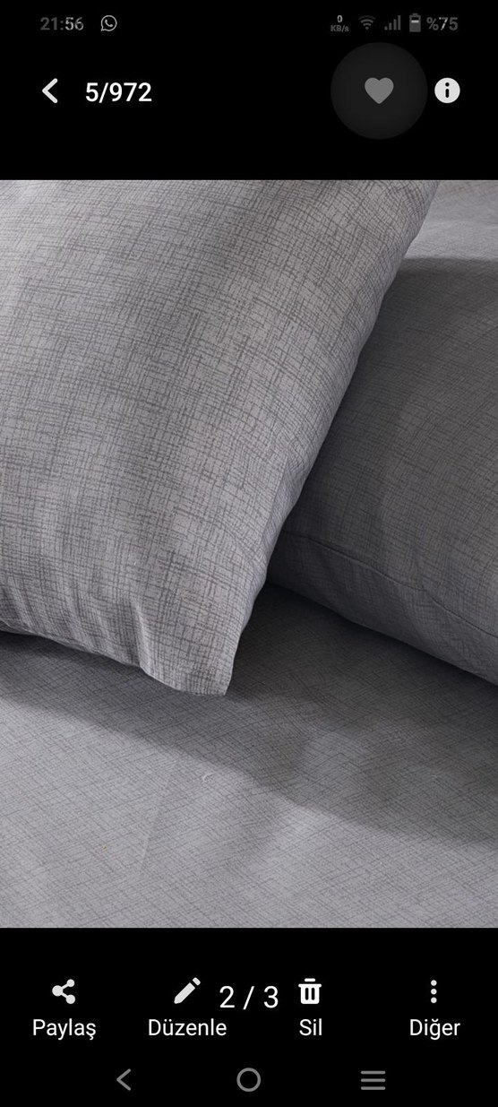 Gri Düz Pamuklu Çarşaf Takımı - Görsel 2