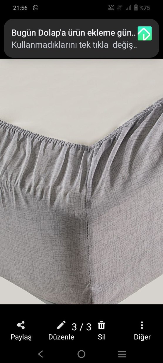 Gri Düz Pamuklu Çarşaf Takımı - Görsel 3