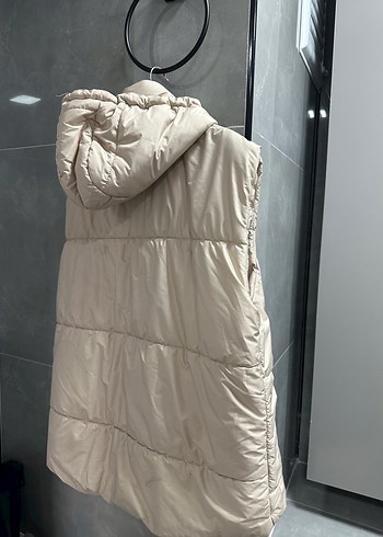 Diğer Kadın Beyaz Kapüşonlu Fermuarlı Yelek