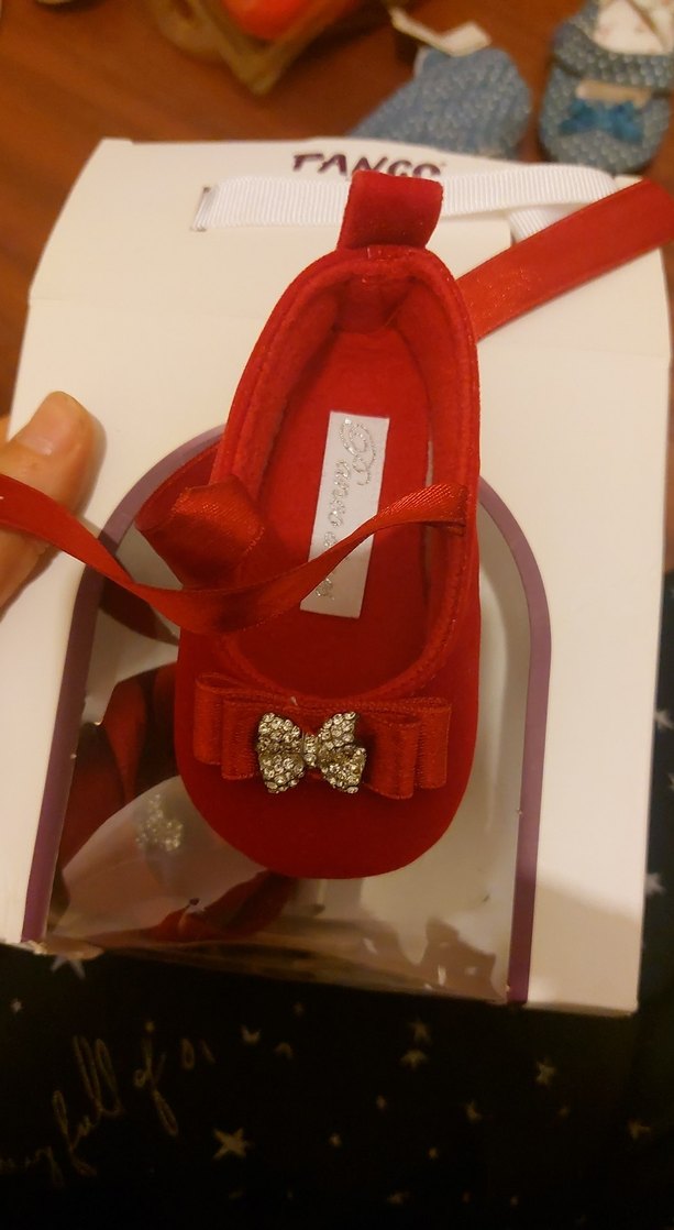 Kızlar için parlak kırmızı bantlı babet - Görsel 2