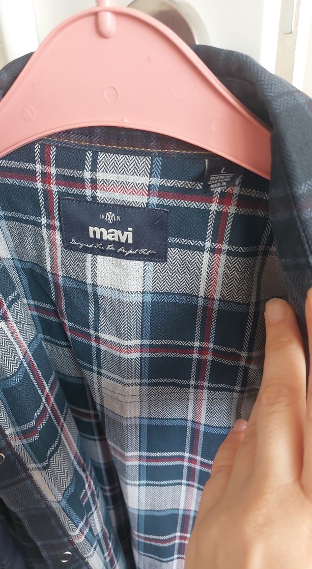 Gri Ekose Desenli Erkek Denim Gömlek - Görsel 2