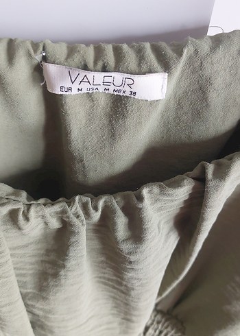 Kadın Haki Keten Fırfırlı Mini Bluz - Görsel 2